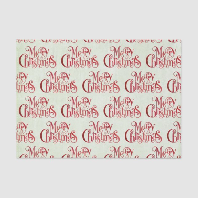 Red Merry Christmas Typography Festive Font Tissue Paper (Front)