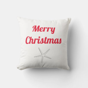 Red Merry Christmas White Starfish Cute Gift Outdoor Pillow