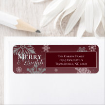 Red Merry et Bright Snowflakes Adresse de Noël