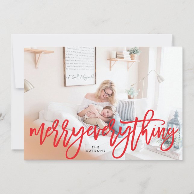 Red Merry Everything Carte photo de vacances (Devant)