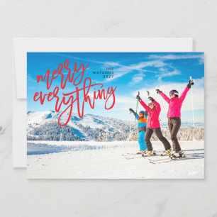Red Merry Everything Christmas Holiday Photo Card