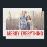 Red Merry Everything Christmas Photo Flat Cards<br><div class="desc">These holiday cards are fun & festive!</div>