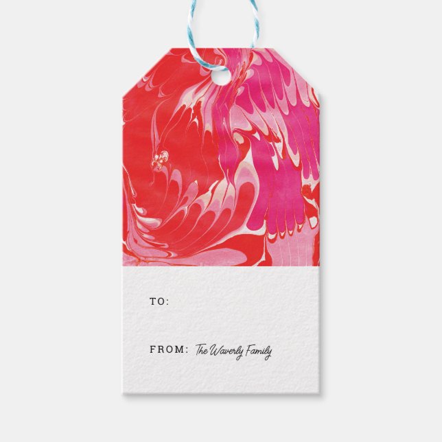 Red Merry Marble Gift Tags (Front)