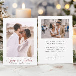 Red Merry & Married Modern Elegant Script 2 Photo  Holiday Card<br><div class="desc">Modern elegant calligraphy holiday photo card with an additional photo and text on the back.  For more advanced customization of this design,  please click the BLUE DESIGN TOOL BUTTON above!</div>