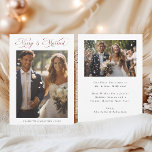 Red Merry & Married Romantic Script 2 Photo  Holiday Card<br><div class="desc">Modern elegant calligraphy holiday photo card with an additional photo and text on the back.  For more advanced customization of this design,  please click the BLUE DESIGN TOOL BUTTON above!</div>