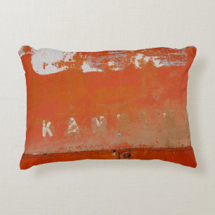 Red metal case accent pillow