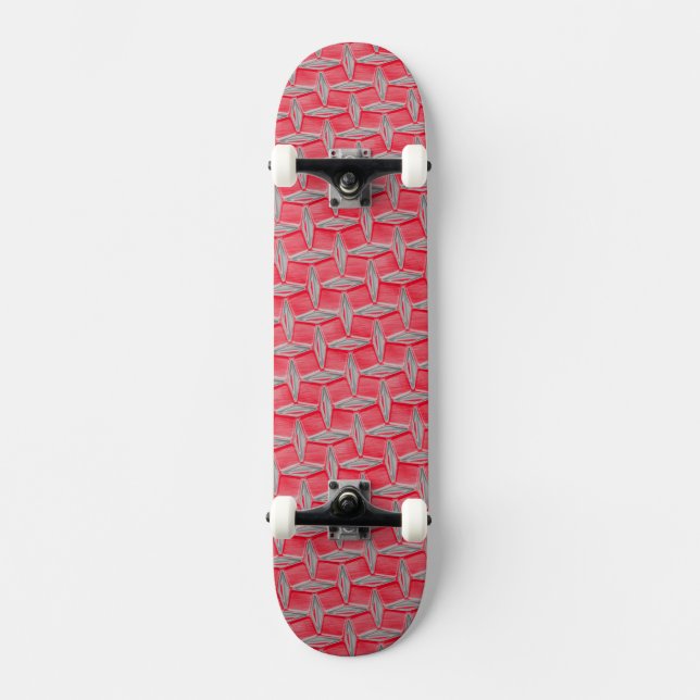 Red Metal Design Skateboard (Front)