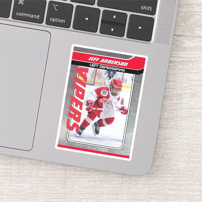 Red Metal Ice Hockey Trading Card (Detail)