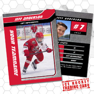 Red Metal Ice Hockey Trading Card