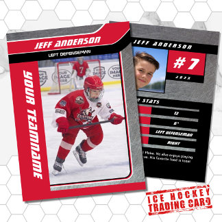 Red Metal Ice Hockey Trading Card