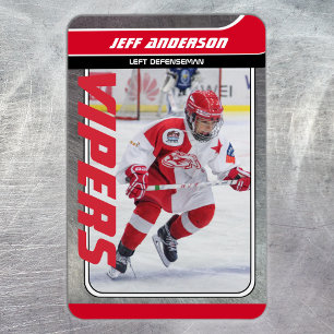 Red Metal Ice Hockey Trading Card Magnetic Dry Era Magnet