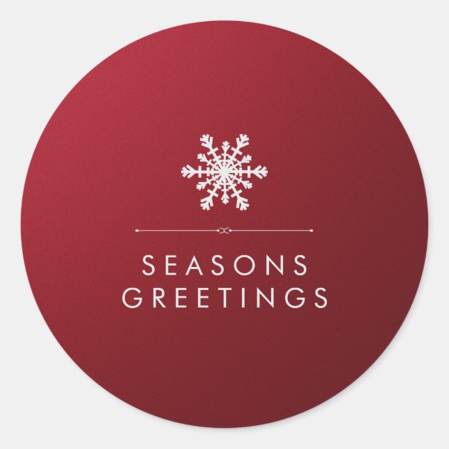 Red Metallic Background and Silver Snowflake Classic Round Sticker (Front)