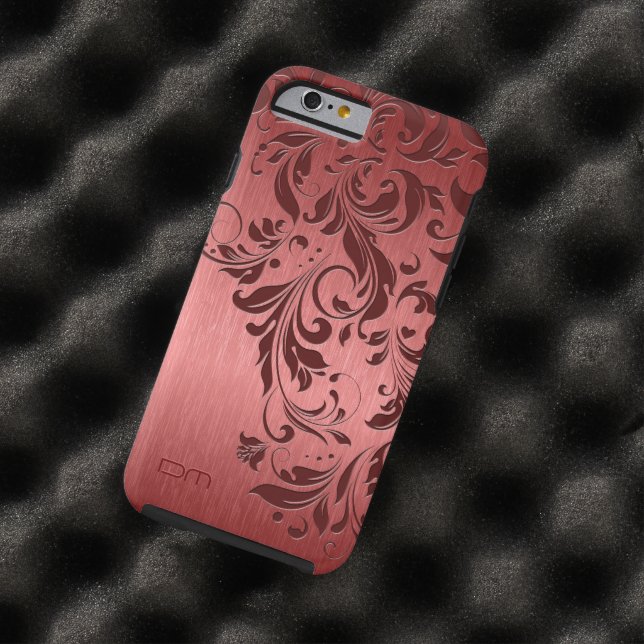 Red Metallic Brushed Aluminum & Burgundy Lace Case-Mate iPhone Case (In Situ)