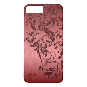Red Metallic Brushed Aluminum & Burgundy Lace Case-Mate iPhone Case