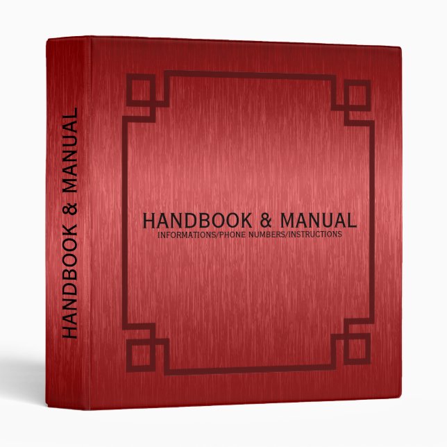 Red Metallic Brushed Aluminum Look With Frame Binder (Front/Spine)