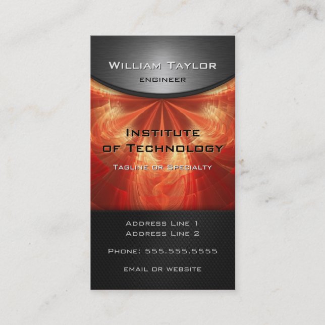 Red Metallic Elegance with QR code vertical Business Card (Front)