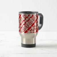 Red Metallic Monogram Pattern Travel Mug