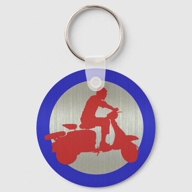 Red Metallic Scooter Rider Target Keychain (Front)