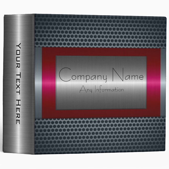 Red Metallic Stainless Steel Look Binder (Front/Spine)