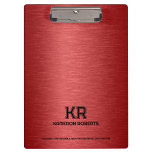 Red Metallic Texture Custom Black Text Clipboard