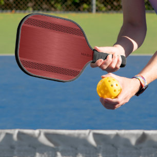 Red Metallic Texture Personalized Monogram Pickleball Paddle