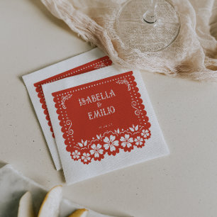 Red   Mexican Papel Picado Wedding Napkin