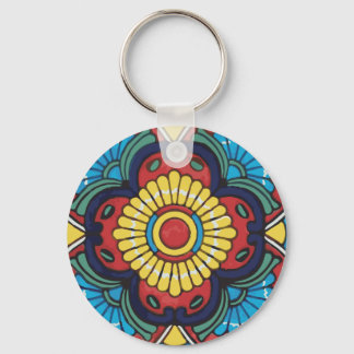Red Mexican Talavera Tile pottery  Keychain