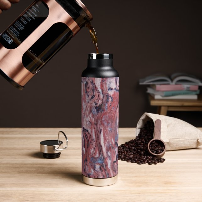 Red Mineral Stone Abstract Pattern Water Bottle (Coffee)