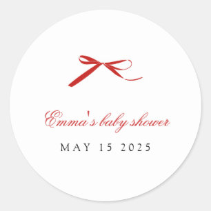 Red minimal bow Baby Shower Sticker