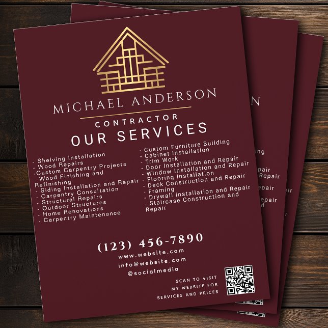 Red Minimal Home Building Construction QR Code Flyer (Creator Uploaded)