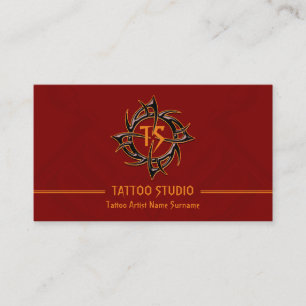 Red Minimal Modern Tattoo Studio Business Card