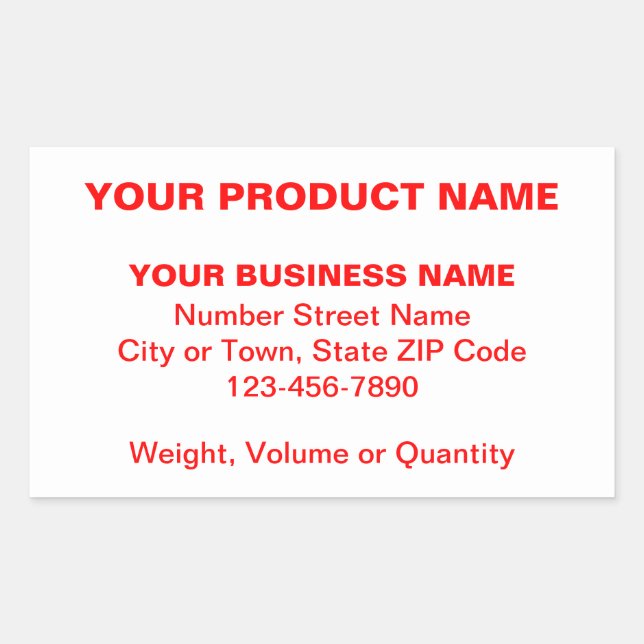 Red Minimal Plain Texts of Product on White Sticker (Front)