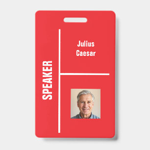 Red Minimal Speaker Event ID Badge