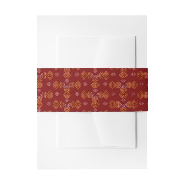 Red Minimal Tamil Kolam Pongal Design Invitation Belly Band (Front Example)