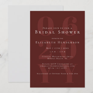 Red Minimalist Bold Type Bridal Shower Invitation