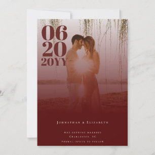 Red Minimalist Bold Type Photo Save The Date