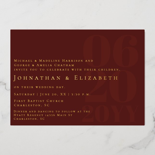 Red Minimalist Bold Type Photo Wedding (Front)