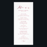 Red Minimalist Dainty Script Wedding Menu Card<br><div class="desc">Red Minimalist Dainty Script Menu Rack Card | Elegant and stylish menu card featuring whimsical script,  classic typography.  Personalize by adding your own details. This menu card will be perfect for weddings,  graduations,  retirement parties and so much more. Matching items and other colours are available.</div>
