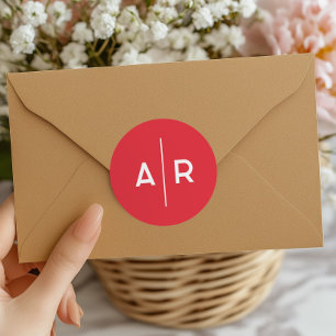 Red Minimalist Elegant Envelope Seal, Wedding Classic Round Sticker