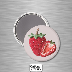 Red Minimalist Grandma Fruit Crochet Strawberry Magnet