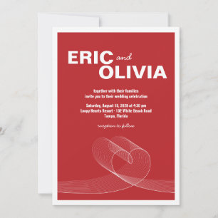 Red Minimalist Loopy Love Lines Wedding Invite