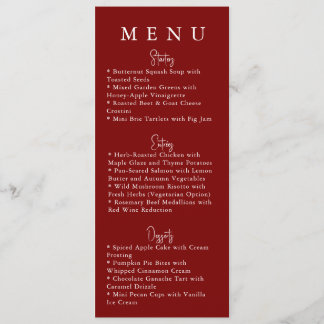 Red Minimalist Modern Wedding Menu