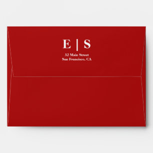 Red Minimalist Monogram Couple Photo Wedding  Envelope