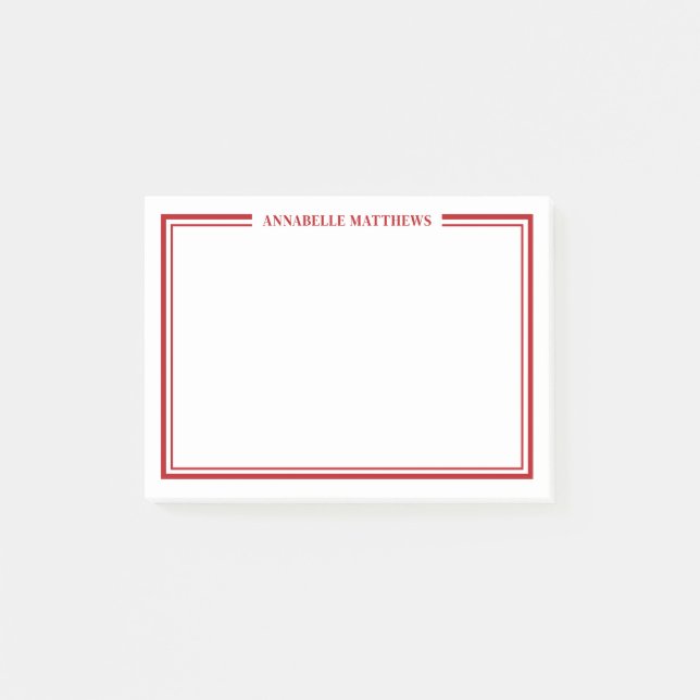 Red Minimalist Monogram Post-it Notes (Front)
