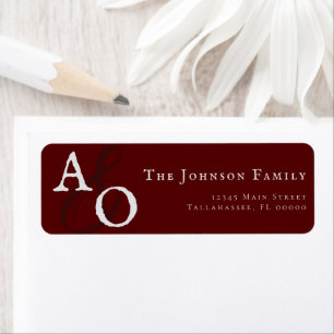 Red Minimalist Monogram Wedding Address