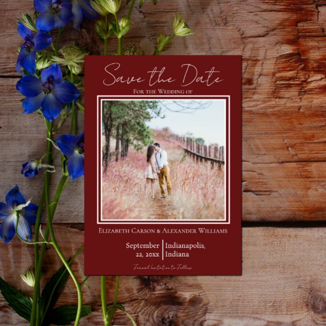 Red Minimalist Photo Save The Date (Red Minimalist Photo Save the Date)