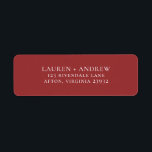 Red Minimalist Return Address Label<br><div class="desc">Minimalist return address label. You can personalize by modifying the names and address,  and changing the colours to match your wedding theme.</div>