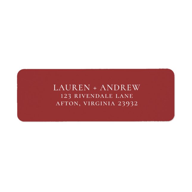 Red Minimalist Return Address Label (Front)