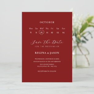 Red Minimalist save the date calender