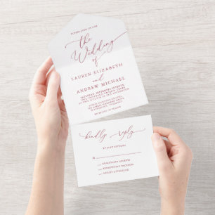 Red Minimalist Wedding All In One Invitation